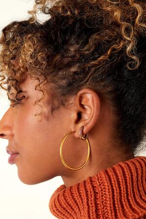 Stainless steel earrings hoops large Gold h5 Picture3